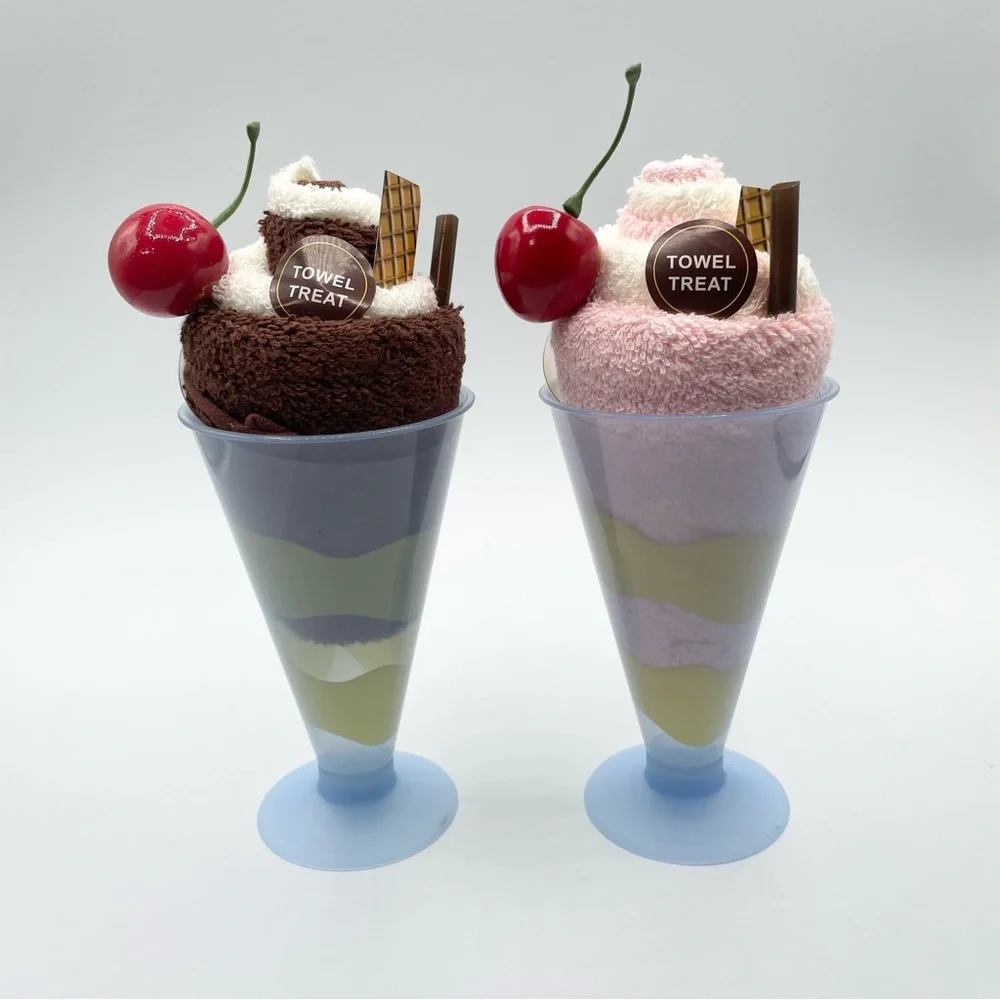 brown chocolate ice cream cotton microfiber bath hand face towel treat